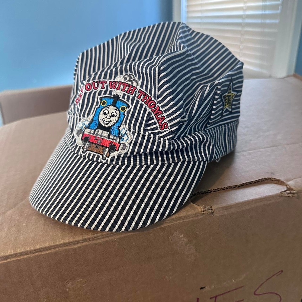 Thomas the train navy and white striped cap
